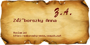 Záborszky Anna névjegykártya